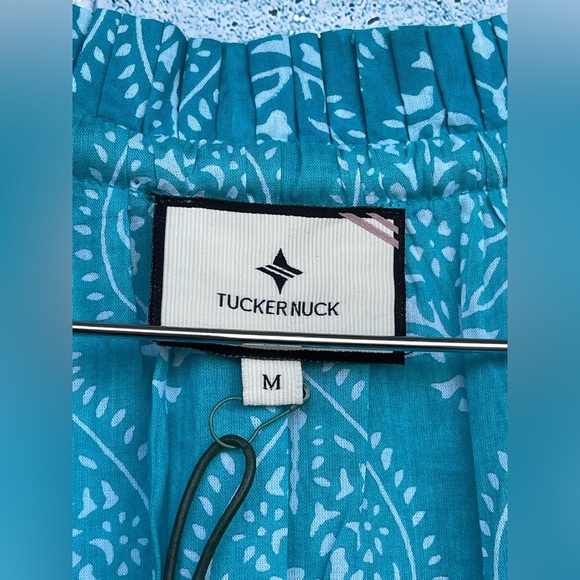 TUCKERNUCK Tropical Teal Lantern Block Print Tie Neck Coverup Dress Size Medium - Picture 5 of 14